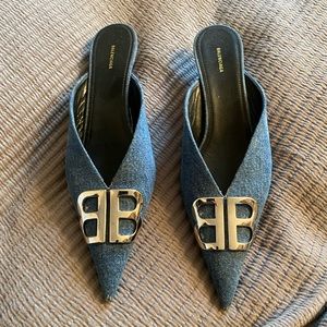 Balenciaga denim knife mules